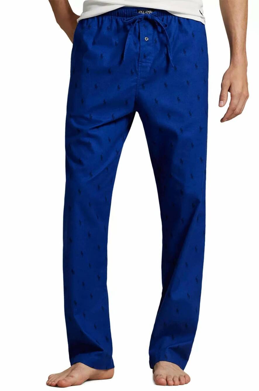 NEW POLO RALPH LAUREN men's flannel pajama lounge pants in blue